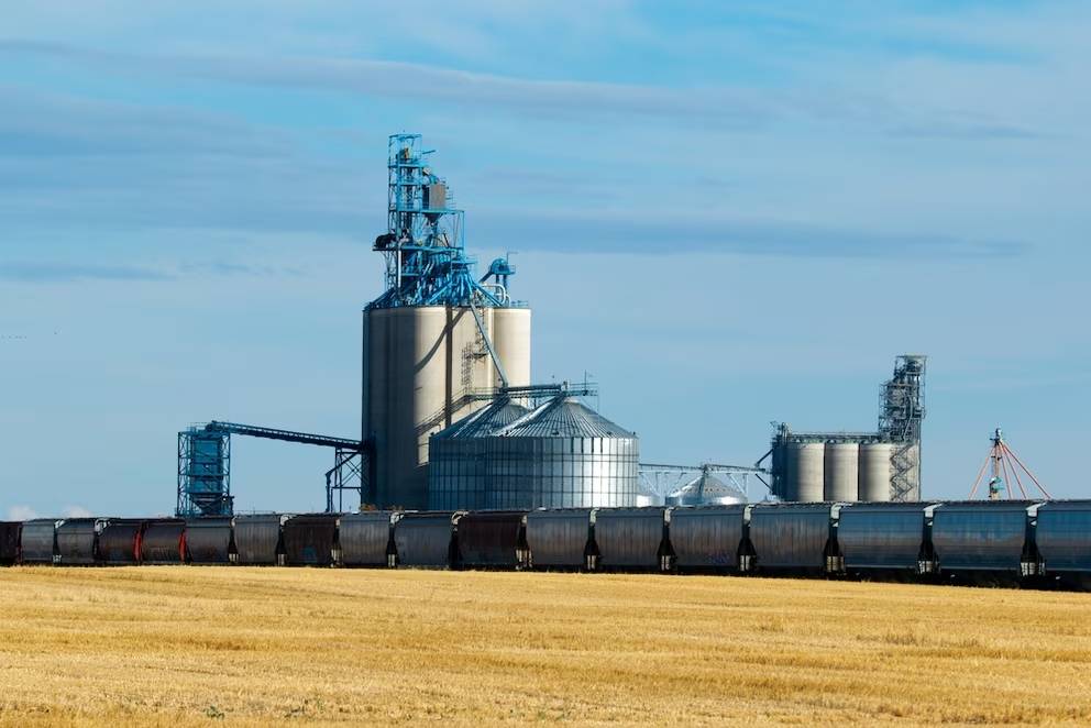 Trenes de carga transportando granos en Argentina como motor del comercio exterior