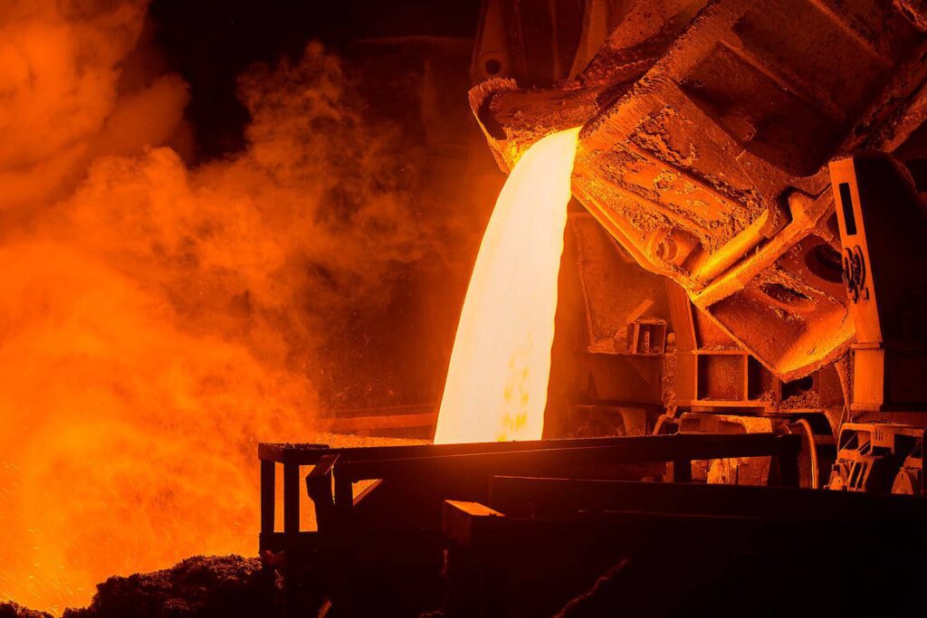 laminación o colada continua de acero en planta