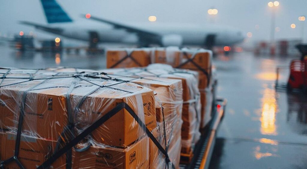 carga aérea en terminal internacional afectada por retrasos operativos en Medio Oriente