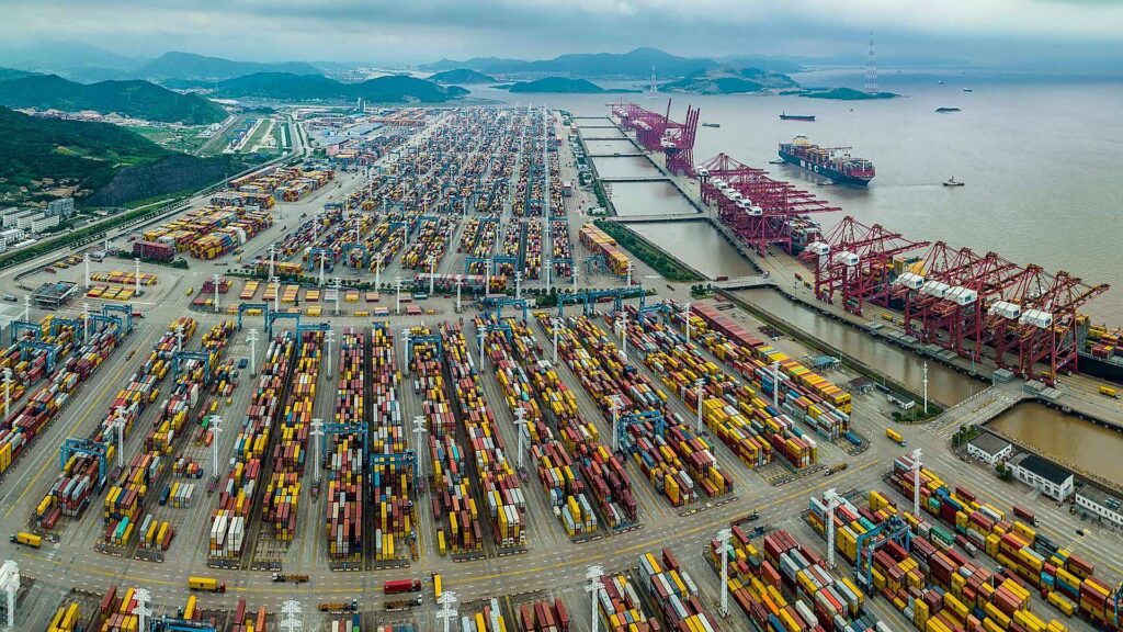 Congestión en China en una terminal de contenedores.