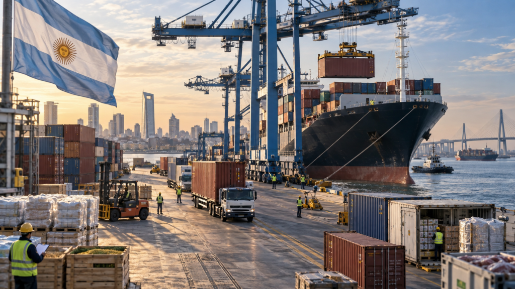 Superávit comercial de Argentina entre exportaciones e importaciones