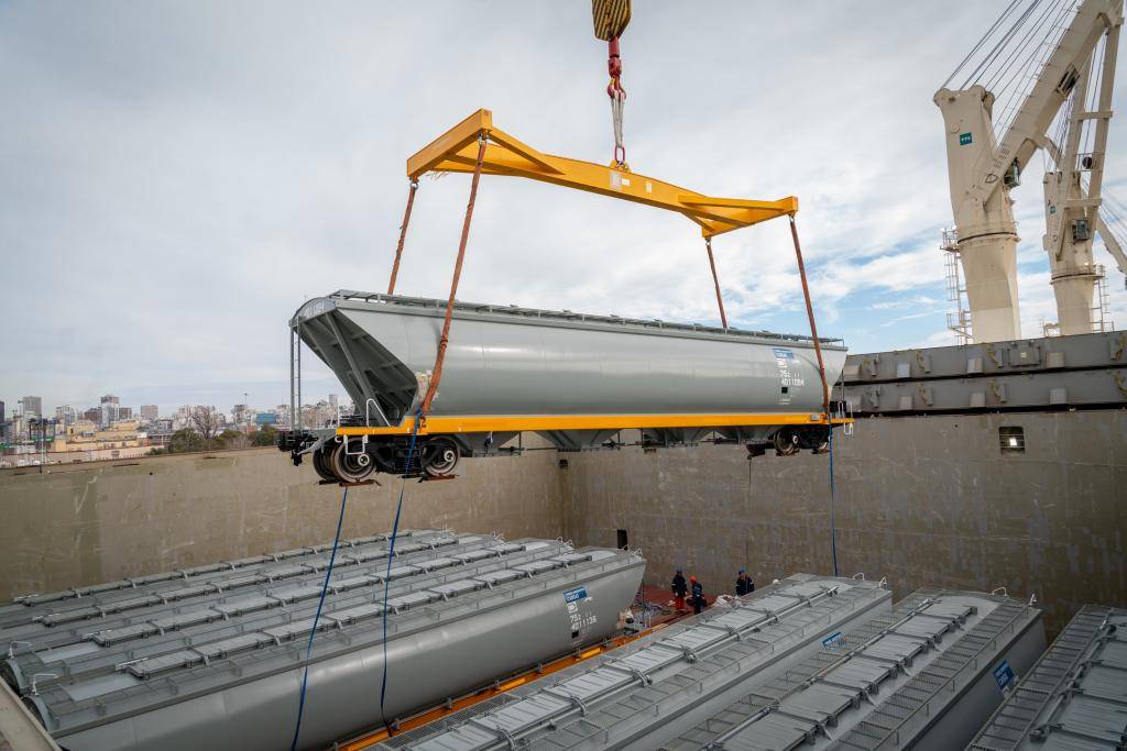Puerto de Buenos Aires descarga vagones Belgrano Cargas